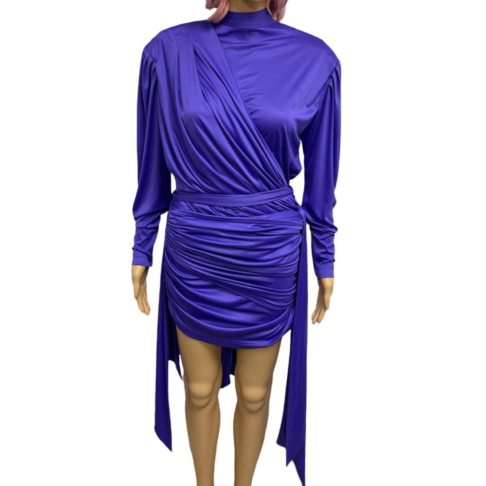 Satin Ruched Mini Dress